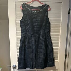 Tahari Navy Blue Mini A-Line Sleeveless Cocktail Dress